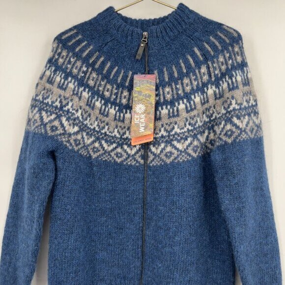 Icewear Elis Icelandic Wool Unisex Zip Cardigan Sweater – Blue/Gray  Mens Small - Picture 2 of 10